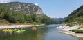 River Ardeche in southern France. Beautiful canoe and kayak destination for touristic activities.