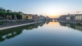 River Arno and famous bridge Ponte Vecchio day to night timelapse after sunset in Florence, Tuscany, Italy Royalty Free Stock Photo