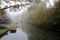 River during Autumn in Cambridge during fog Royalty Free Stock Photo