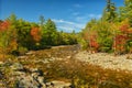 river in the autumn colorful forest on a sunny autumn warm day. Royalty Free Stock Photo