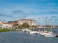 River Ave in Vila do Conde, Portugal with Santa Clara monastery in background