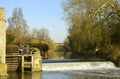 River Avon weir flowing past Warwick Castle Royalty Free Stock Photo