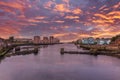 River Ayr in the Historic Ancient Town of Ayr in Scotland and a spectacular sunset over the River that Runs through the Town