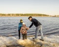 River Bank with ice fishermen