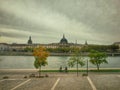 The river bank park of the river rhone, Lyon old town, France Royalty Free Stock Photo
