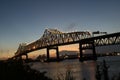 View from Baton Rouge of sunset at Interstate 10 crossing the Mississippi River in Baton Rouge Royalty Free Stock Photo