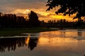 River bank sunsetsunset on the background of the uzgorod Royalty Free Stock Photo