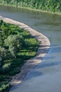 River bank with trees top view. Sandy beach Royalty Free Stock Photo
