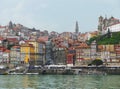 River bank view of colorful buildings Old Town Porto Portugal Royalty Free Stock Photo