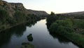 River base drone shoot. Turkey Kizilirmak RedRiver throughout the camera is moving. river and trees