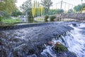 river beach of the alviela river with plenty of water. Royalty Free Stock Photo