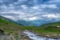 River in beautiful mountain peak view Kashmir state, India