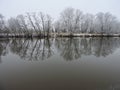 River and beautiful white trees in frost, Lithuania Royalty Free Stock Photo