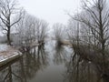 River and beautiful white trees in frost, Lithuania Royalty Free Stock Photo