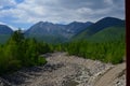 River bed until rainy days at siberian alps, sunny summerday Royalty Free Stock Photo