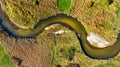 River Bends in Ponidzie Countryside in Poland. top Down Drone View Royalty Free Stock Photo