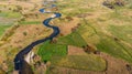 River Bends at Ponidzie in Swietokrzyskie , Poland. Aerial Drone View
