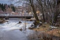 The river big Ohe in Grafenau at high water in spring, Germany