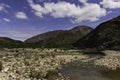 River and blue sky Karoo scene