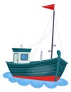 River boat cartoon icon. Lake wooden transport
