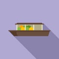 River boat shop icon flat vector. Thai market