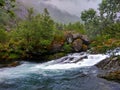 River Bondhuselva flowing out of lake Bondhus in Norway Royalty Free Stock Photo