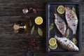 River bream marinated with lemon, spices Royalty Free Stock Photo