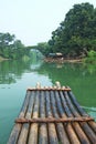 River, Bridge and Bamboo raft Royalty Free Stock Photo