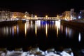 River and Bridge Night Shot with Long Expose Royalty Free Stock Photo