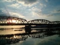 River Bridge sunset Royalty Free Stock Photo