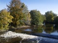 The River Calder from the bridge across it in Padiham Town Centre.