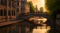 River in Cambridge city on sunset, Cambridgeshire, UK Royalty Free Stock Photo