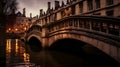 River in Cambridge city on sunset, Cambridgeshire, UK Royalty Free Stock Photo