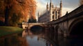 River in Cambridge city on sunset, Cambridgeshire, UK Royalty Free Stock Photo