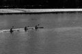 River Canoeing Paddlers Training Overhead Landscape