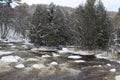 River cascades in the winter