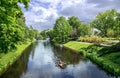 River channel in Riga central city park Royalty Free Stock Photo