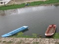 River channel and two fising boats Royalty Free Stock Photo