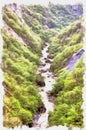 River Cherek. Imitation of a picture. Oil paint. Illustration