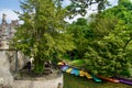 Colourful Punting boats and River Cherwell view