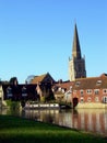 River and Church Tower Royalty Free Stock Photo