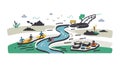 River Cleaning Boat Pollution Vector Icon, vector design Generative AI Royalty Free Stock Photo