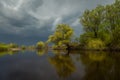 On the river on a cloudy spring day Royalty Free Stock Photo