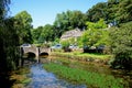 River Coln and Swan Hotel, Bibury. Royalty Free Stock Photo