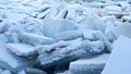 River covered with piles of ice smithereens Royalty Free Stock Photo