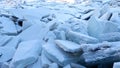 River covered with piles of ice smithereens