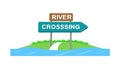 River Crossing Sign, Nature Path Direction Vector Illustration Generative AI Royalty Free Stock Photo