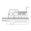 River cruise boat isolated symbol in black and white