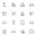 River cruise line icons collection. Adventure, Navigation, Serenity, Excursion, Aqua, Scenery, Tranquility vector and