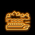 river cruise neon glow icon illustration